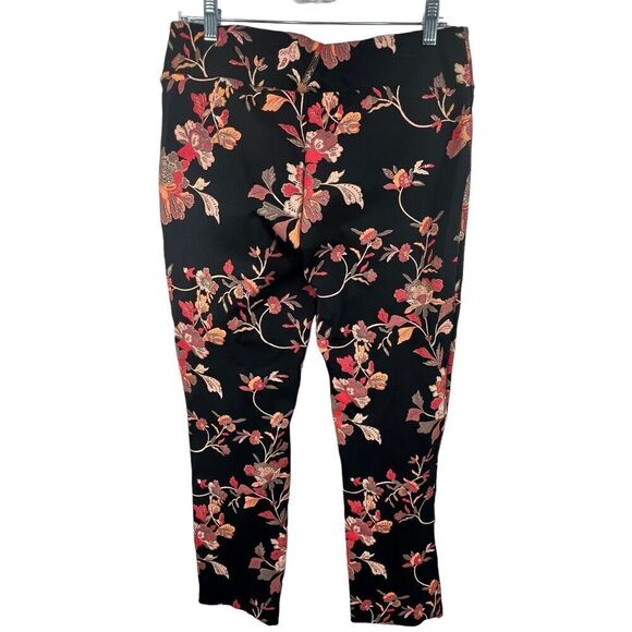Soft Surroundings Straight Leg Ankle Floral Pull On Pants Size PM Black - Picture 8 of 11